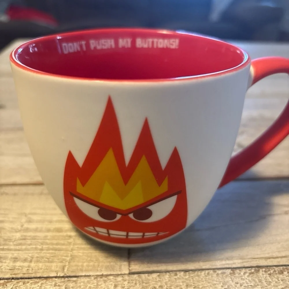 Disney Inside Out 2 ANGER DON'T PUSH MY BUTTONS! Soft Touch Ceramic 16oz Mug NEW